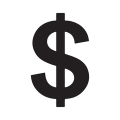 dollar sign vector silhouette isolated on white background. Dollar sign icon illustration design.