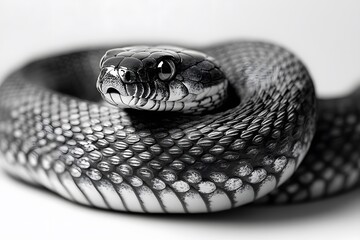 Obraz premium close-up of a coiled black snake