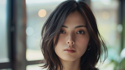 Obraz premium 若い日本人のファッションモデルの女性 ポートレート