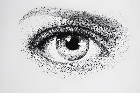 Detailed eye illustration with dotted pattern