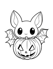 halloween coloring page isolated on white background. For kids coloring book. Coloring page for Halloween