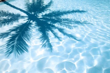 Serene tropical pool scene with palm tree reflection