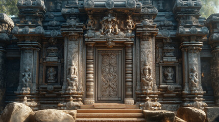 Fototapeta premium A high-definition image of an Indian temple with detailed carvings and sculptures
