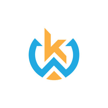 initial wk letter logo design, kw letter logo vector, wk logo for business, kw logo design for monogram.