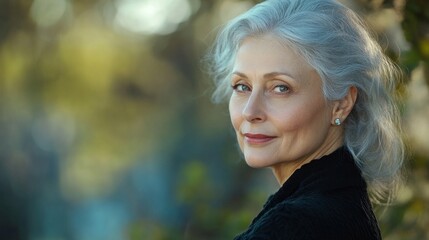 Naklejka premium Elegant Senior Woman with Grey Hair