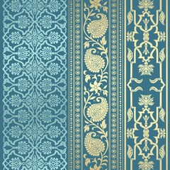 wedding card design, traditional paisley floral pattern , royal India	