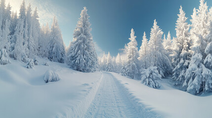 Obraz premium snow scene, environment, snow, cold, nobody, tree, sky, ice, winter, terrain, nature, pine tree, fir tree, natural scenery, winter
