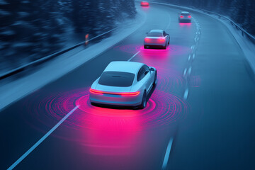 Fototapeta premium High-Tech Virtual Autonomous Driving Car Concept