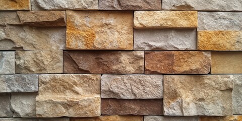 Textured Stone Wall with Natural Color Variation