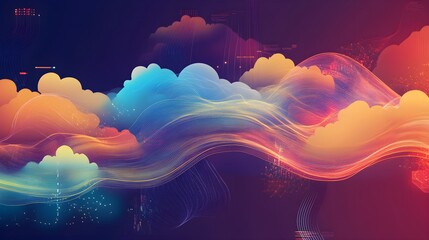 Vibrant Stylized Digital Art Representation of Clouds
