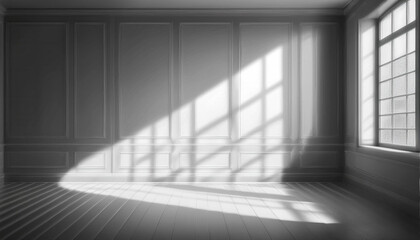 Window light shadow PNG with transparent background and overlay effect on the wall