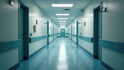 Obraz premium An empty corridor in hospital - Pasillo vacío de hospital.