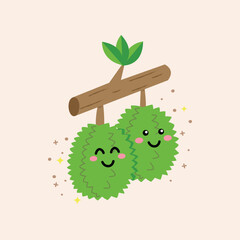 Cartoon durian character. Durian fruits concept. Cartoon durian design.