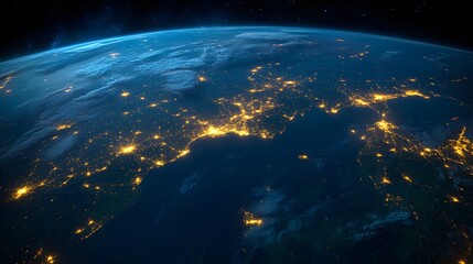 Fototapeta premium Breathtaking view of the earth from space at night