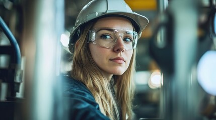 Female Industrial Worker in Safety Gear