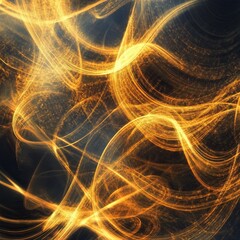 Abstract golden light streaks on dark background - Dynamic swirling sparks and glowing curves, perfect for energetic, futuristic designs like tech branding, music festivals, and sci-fi graphics