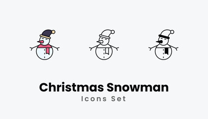 Obraz premium Christmas Snowman icons vector set stock illustration