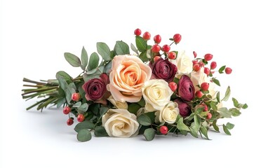 Fototapeta premium Bouquet of flowers isolated stock photo on white background
