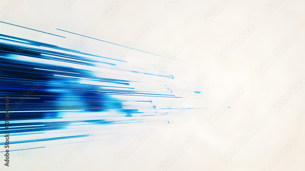 Wall mural abstract blue lines speed across a white background presentation design, featuring a simple flat ill