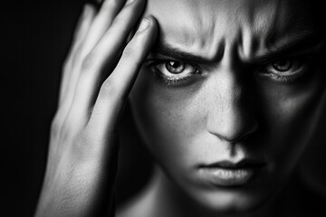 Fototapeta premium A behavioral psychology seminar on understanding the subconscious gestures of stress, focusing on the reasons behind non-verbal cues like face touching and nervous fidgeting