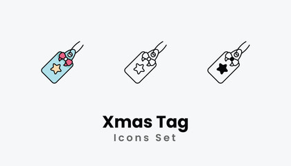 Xmas Tag icons vector set stock illustration