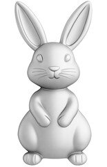 Obraz premium Flat silver metallic rabbit, bunny figurine on transparent background. Festive holiday decoration