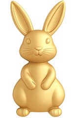 Fototapeta premium Flat golden rabbit, bunny figurine on transparent background. Festive holiday decoration