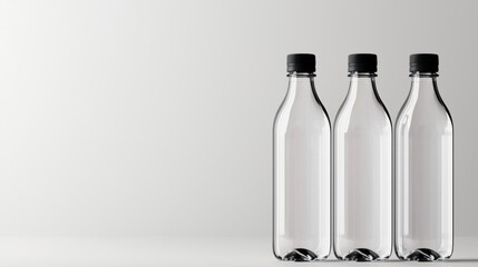 Mockup of Clear Water Bottles on Neutral Background