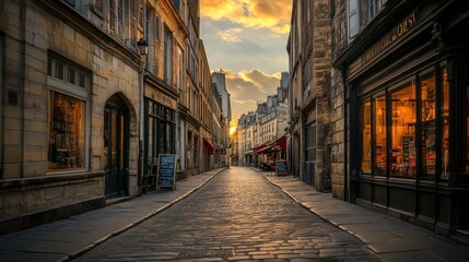 Fototapeta premium Parisian Street at Sunset