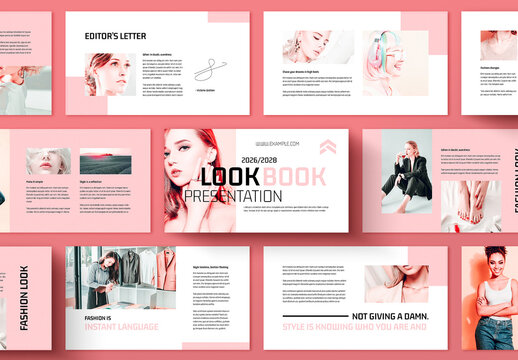 Minimal Pink Color Fashion Lookbook Presentation Layout