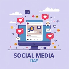 Vibrant Social Media Day Celebration Icons for Digital Platforms