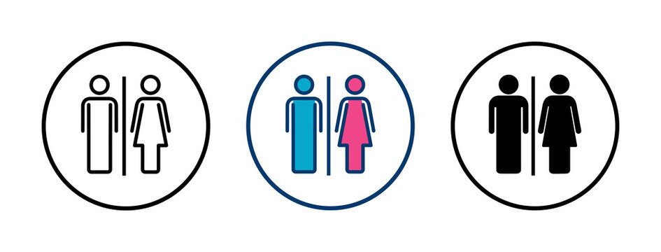 Toilet icon vector isolated on white background. Toilet sign. Man and woman restroom sign vector. Male and female icon