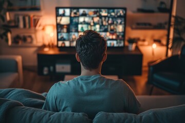 A user interacting with digital recovery platforms, accessing virtual counseling, peer support groups, and educational resources on addiction recovery from the convenience of their home.