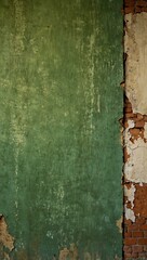 Old green wall with peeling paint texture.