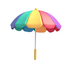 Obraz premium Rainbow colors umbrella isolated on white transparent. Cartoon minimal style object