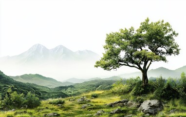 Fototapeta premium Very beautiful landscape isolated stock photo on white background 