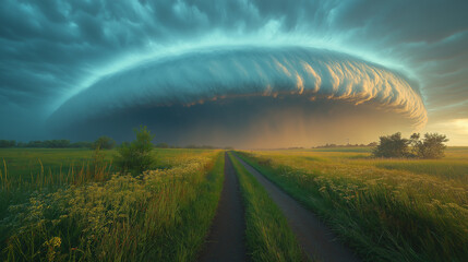 Obraz premium Dark ominous clouds in front of the hurricane. Awesome photo of the texture of storm clouds. Adverse weather conditions. Climate change. Wallpaper force of nature. Discover the beauty of earth.