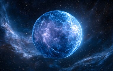 Obraz premium Glowing blue planet in space