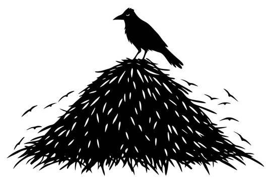 recommend clip art:  Haystack with a Crow on Top Silhouette Vector Illustration for Rustic Design