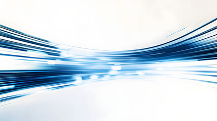 Abstract blue lines speed across a white background presentation design, featuring a simple flat illustration in a minimalist, with a large copy space