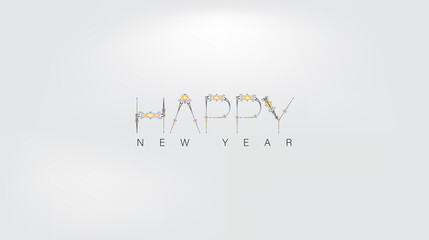 Obraz premium The phrase Happy New Year elegantly presented on a white background, representing hope and new opportunities