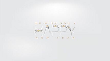 The phrase Happy New Year elegantly presented on a white background, representing hope and new opportunities