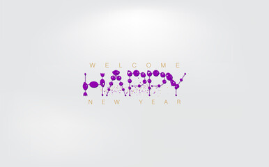 The phrase Happy New Year elegantly presented on a white background, representing hope and new opportunities