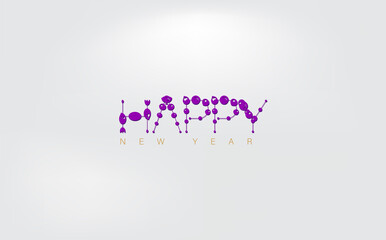 The phrase Happy New Year elegantly presented on a white background, representing hope and new opportunities
