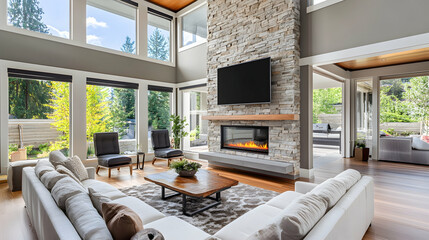 living room with fireplace