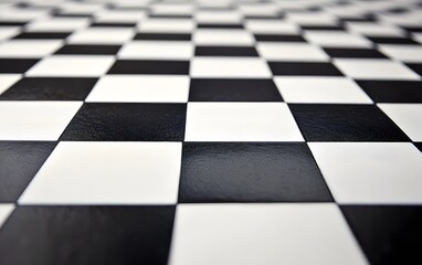 Checkered floor pattern with contrasting black and white tiles