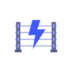 Electric fence icon, flat vector design