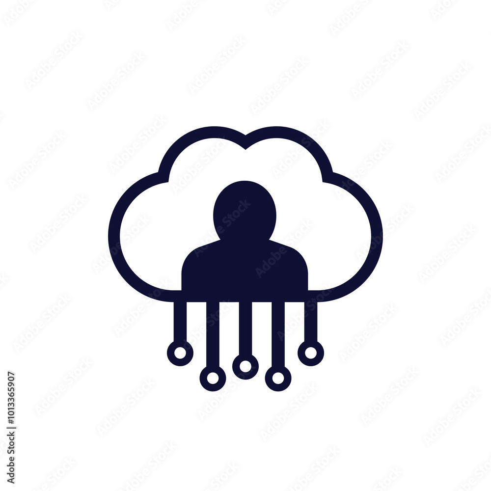 Poster User data in cloud icon on white