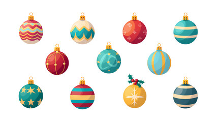 Christmas tree decorations featuring a set of shiny baubles in gold and red, perfect for holiday celebrations