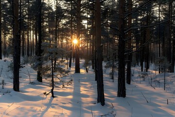 Sunset in winter season